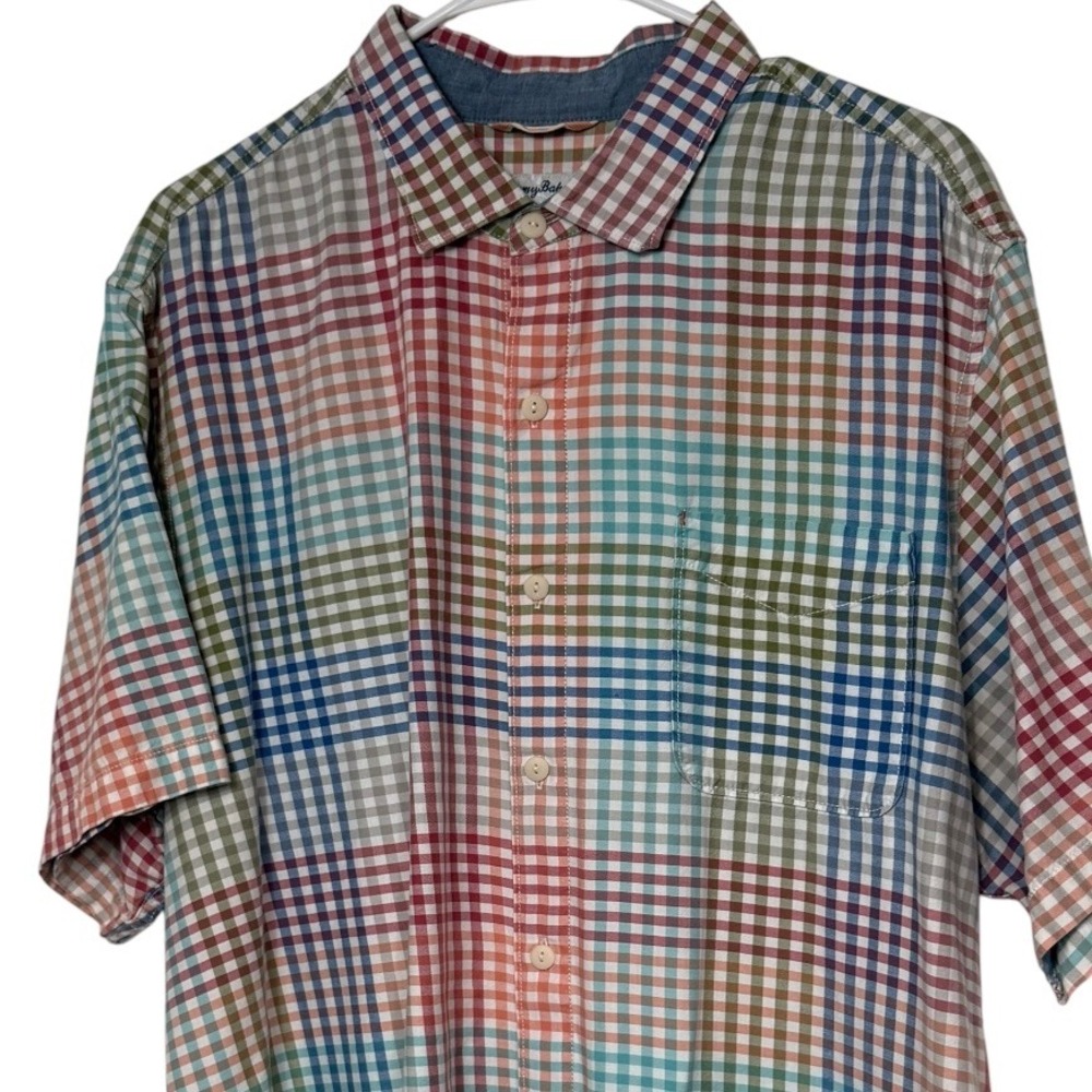 Tommy Bahama Mens XL Rainbow Gingham Plaid SS Button Down Shirt ST325432